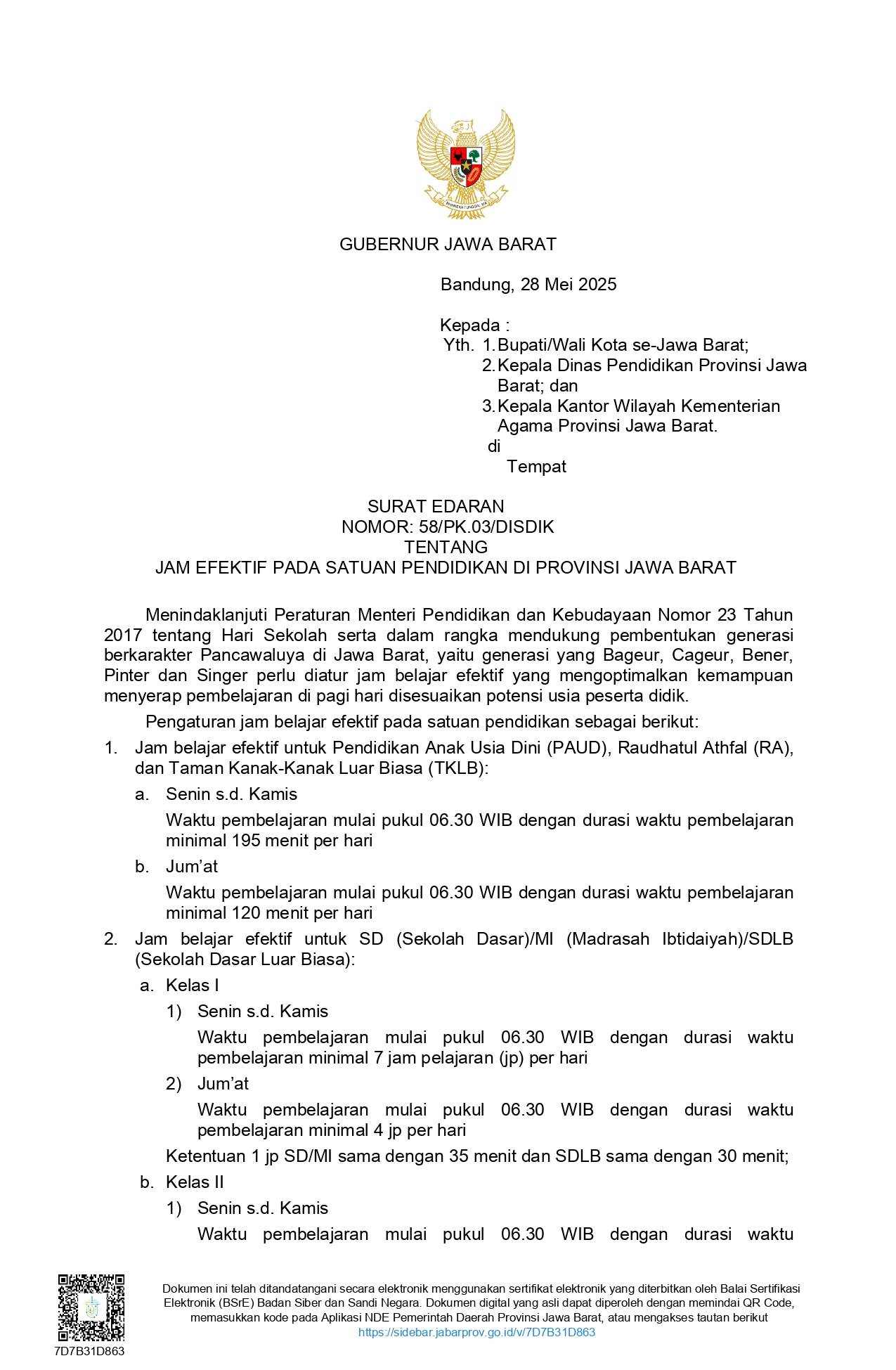 JAM EFEKTIF PENDIDIKAN JAWA BARAT 