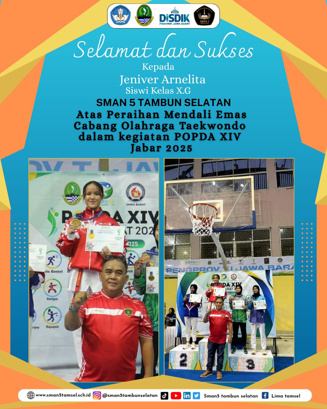 JENIVER PERAIHAN MENDALI EMAS TAEKWONDO 